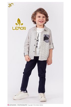 ست بالاتنه و پائین تنه آبی بچه گانه بافتنی Lemon - کد 871237631