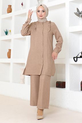 ست بالاتنه و پائین تنه حجاب قهوه ای زنانه رگولار ModaMihram - کد 841968019
