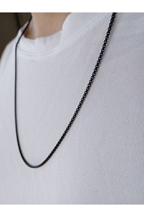گردنبند استیل ( فولاد ) مشکی مردانه استیل ضد زنگ Nefes Aksesuar - کد 870891796