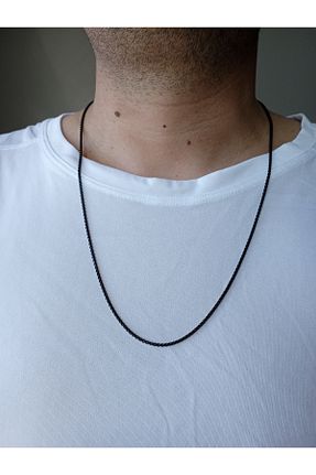 گردنبند استیل ( فولاد ) مشکی مردانه استیل ضد زنگ Nefes Aksesuar - کد 870891796