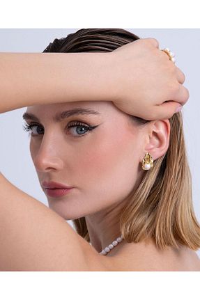 گوشواره جواهر طلائی مروارید Ma Atölye - کد 763927132