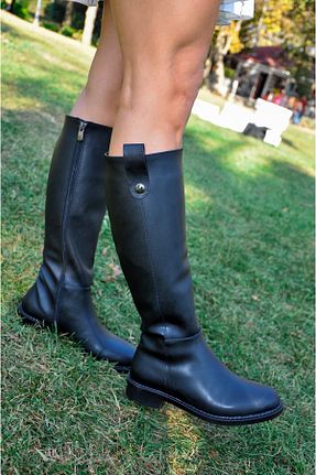 چکمه مشکی زنانه چرم مصنوعی SİBA SHOES - کد 870923699