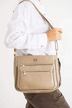 کیف دوشی بژ زنانه چرم مصنوعی Lifonbag - کد 870926927