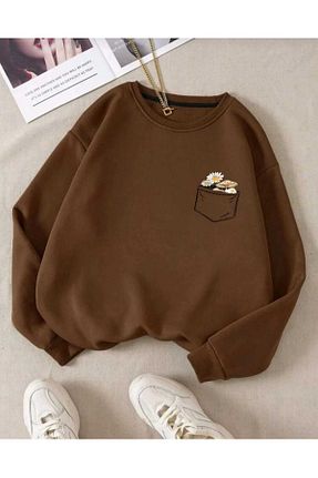 سوئیشرت قهوه ای زنانه چاپی KOZİA OUTDOORS - کد 870925534