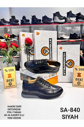 کفش اسنیکر مشکی مردانه چرم اصل SPORT SHOES CENTER - کد 870943972