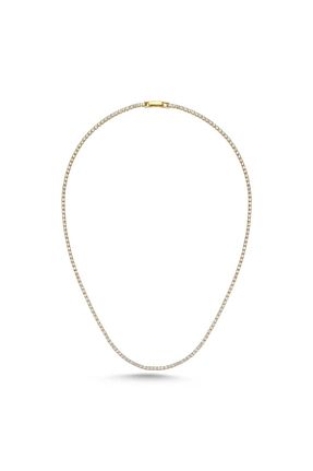 گردنبند جواهر سفید زنانه روکش طلا Merano Design - کد 871006014