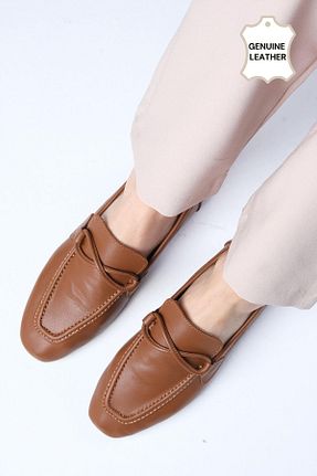 کفش لوفر قهوه ای زنانه چرم خالص Mio Gusto - کد 816747252