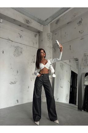 شلوار مشکی زنانه پنبه - پلی استر - الاستین Black Fashion - کد 879850633
