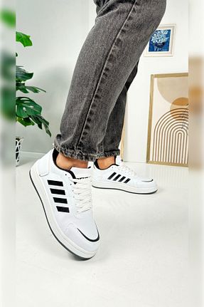 کفش اسنیکر سفید مردانه بند دار İmerShoes - کد 864943423