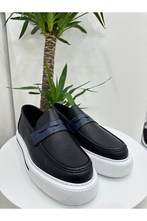 کفش کژوال سرمه ای مردانه چرم خالص Klay Shoes - کد 871045390
