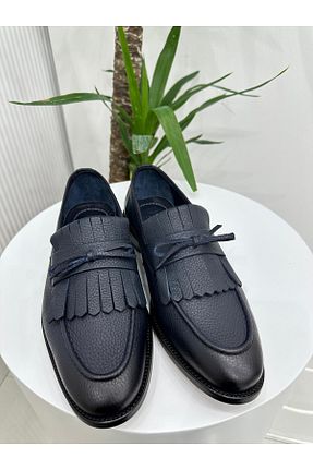 کفش کلاسیک سرمه ای مردانه چرم خالص Klay Shoes - کد 871076771