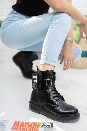 بوت / نیم بوت مشکی بچه گانه چرم مصنوعی RANA SHOES - کد 55281782