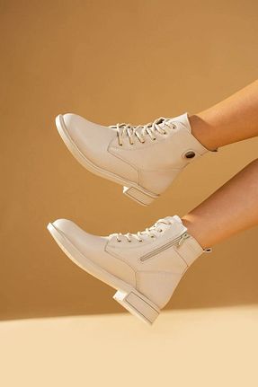 بوت / نیم بوت بژ زنانه چرم مصنوعی McDark - کد 860691000