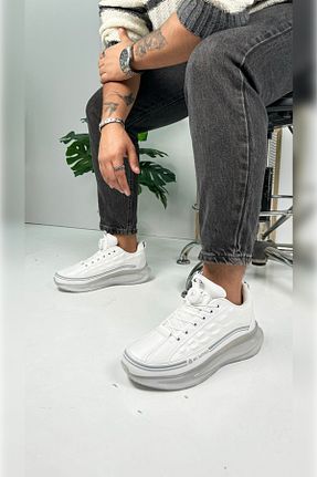 کفش اسنیکر سفید مردانه بند دار Nstil - کد 864916170