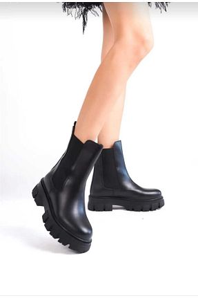 بوت / نیم بوت مشکی زنانه چرم مصنوعی LİMA N MODA - کد 871128679