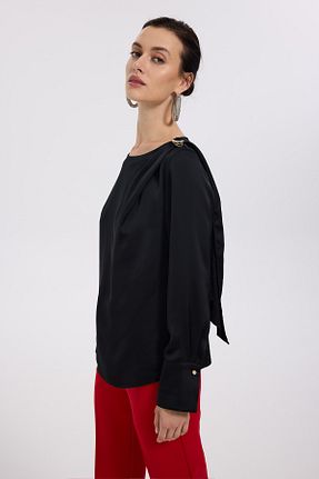 بلوز مشکی زنانه ساده Ekol - کد 871166008