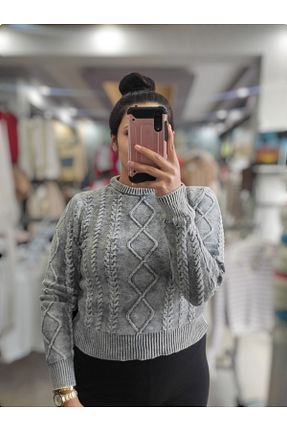 پلیور طوسی زنانه کراپ Sublime Butik - کد 871151966