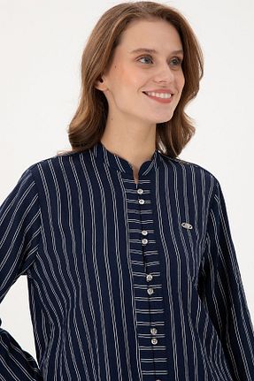 پیراهن سرمه ای زنانه یقه دکمه دار U.S. Polo Assn. - کد 871202180