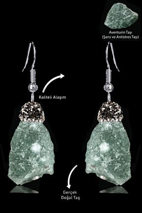 گوشواره جواهر سبز سنگ طبیعی Erilsa - کد 871193905