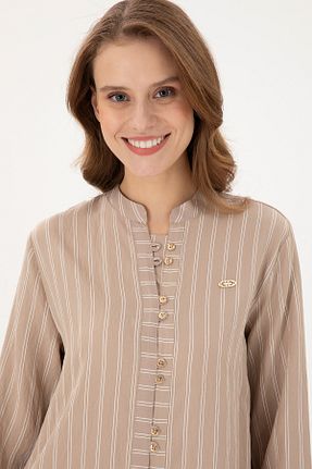 پیراهن بژ زنانه یقه دکمه دار U.S. Polo Assn. - کد 871193630
