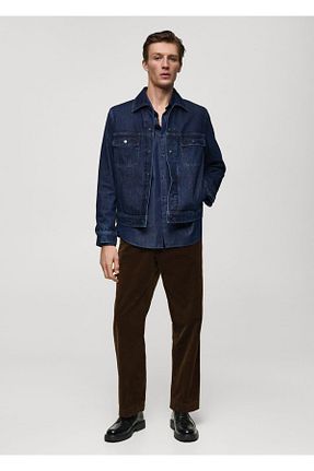شلوار قهوه ای مردانه پلی استر MANGO Man - کد 864203346