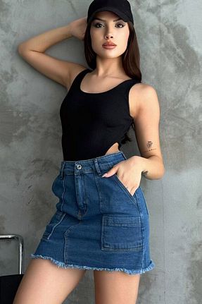 دامن سرمه ای زنانه پنبه ای CoolLook - کد 871203467