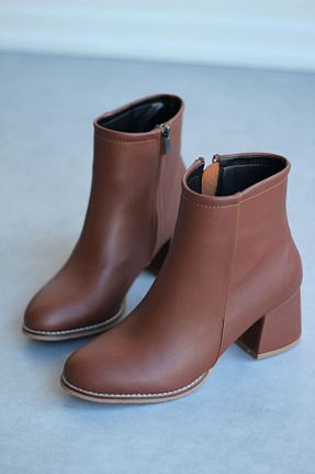بوت / نیم بوت قهوه ای زنانه چرم مصنوعی Mida Shoes - کد 188023291
