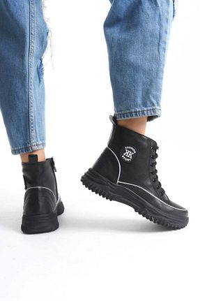 بوت / نیم بوت مشکی زنانه چرم مصنوعی ND Shoes - کد 871204285