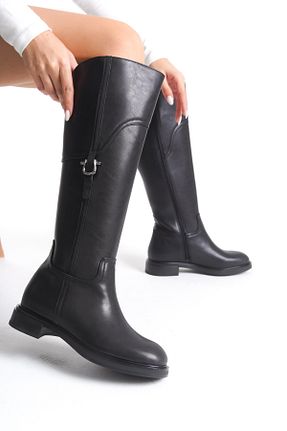 چکمه مشکی زنانه چرم مصنوعی FGZY Shoes - کد 870044242