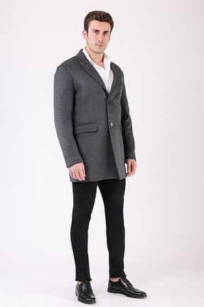 پالتو پشمی طوسی مردانه رگولار Leather Club - کد 871289867