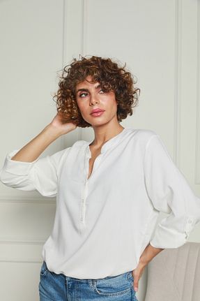 پیراهن سفید زنانه رگولار Butik - کد 871404970
