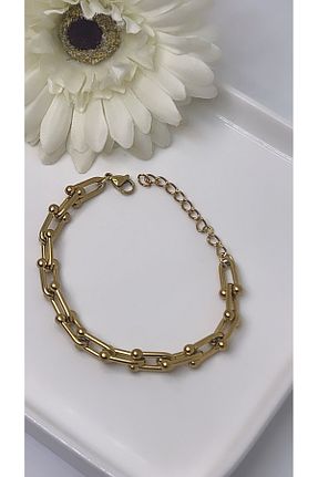 دستبند استیل (فولاد) زرد زنانه استیل ضد زنگ By Semra - کد 871301925