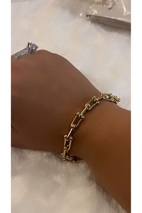 دستبند استیل (فولاد) زرد زنانه استیل ضد زنگ By Semra - کد 871301925