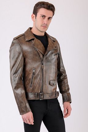کت خاکی مردانه رگولار Leather Club - کد 871311218