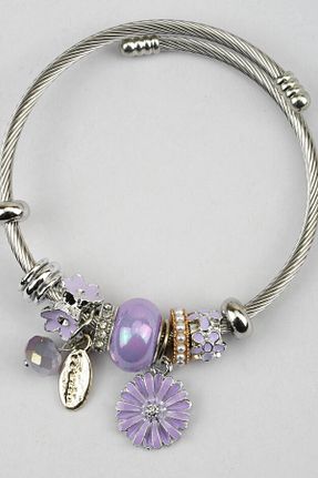 دستبند استیل (فولاد) بنفش زنانه استیل (فولاد) SherDesing - کد 867738445