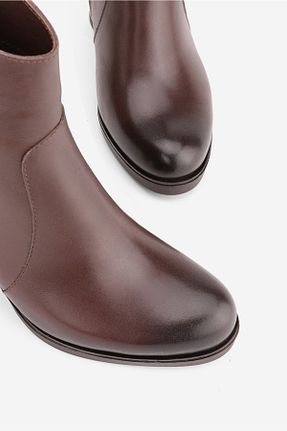 بوت / نیم بوت قهوه ای زنانه چرم خالص TUNAELLİ - کد 871333615