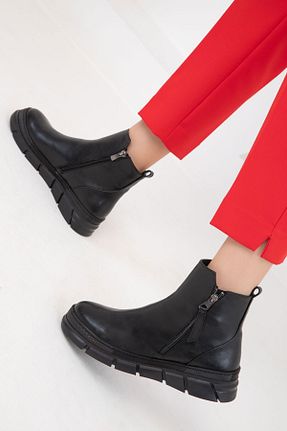 بوت / نیم بوت مشکی زنانه چرم مصنوعی SOHO - کد 867644242