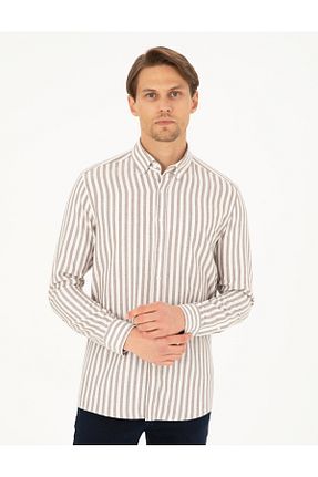 پیراهن قهوه ای مردانه رگولار Pierre Cardin - کد 869816619