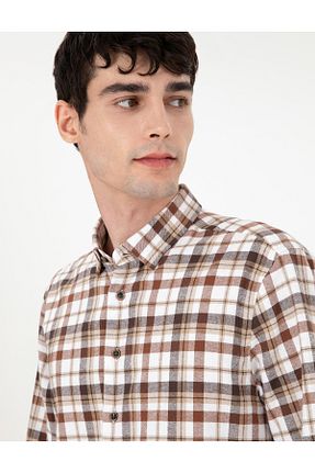 پیراهن قهوه ای مردانه رگولار Pierre Cardin - کد 869830684