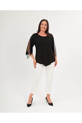 بلوز سایز بزرگ مشکی زنانه ویسکون Esina - کد 869824216