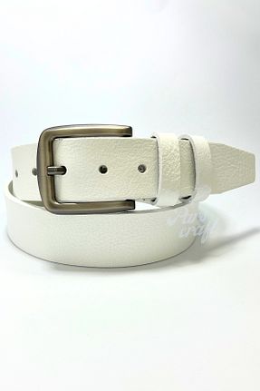 کمربند سفید مردانه چرم خالص Parscraft - کد 869835863