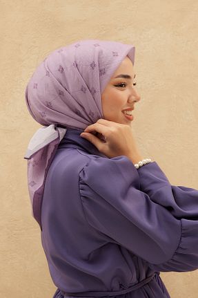 روسری بنفش پنبه ای SİLKHOMEE - کد 870295511