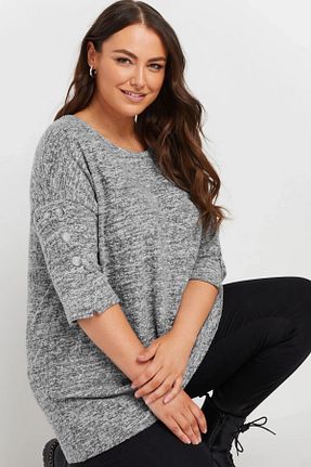 بلوز سایز بزرگ طوسی زنانه سایز بزرگ Stil Diva - کد 869954150
