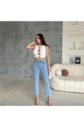 شلوار جین آبی زنانه پاچه پهن Asia - کد 870308025