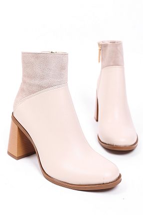 بوت / نیم بوت بژ زنانه چرم مصنوعی Liza Shoes - کد 869855806