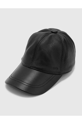 کلاه مشکی زنانه چرم خالص İlvi - کد 869860564