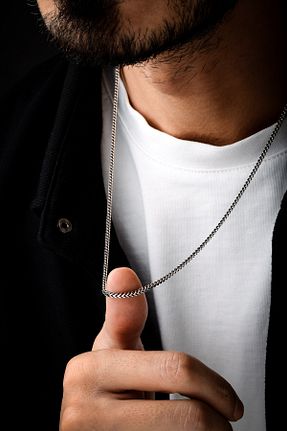 گردنبند نقره مشکی مردانه 925 عیار Ebrar Silver - کد 869865155