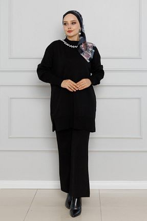 ست بالاتنه و پائین تنه حجاب مشکی زنانه اورسایز Sevitli - کد 859584493