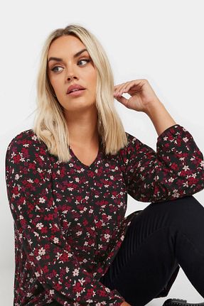 بلوز سایز بزرگ مشکی زنانه رگولار Stil Diva - کد 869903833