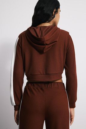 سوئیشرت قهوه ای زنانه ساده BABOKAH - کد 808325624